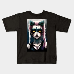 Bloody Cat Girl Goth Horror Anime Kids T-Shirt